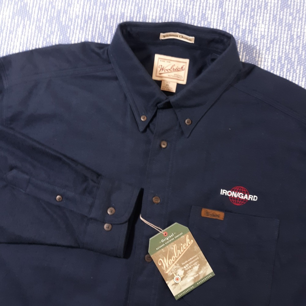 Woolrich Sportsman Chamois Shirt Mens XL Button Down Cotton Heavy Navy NEW